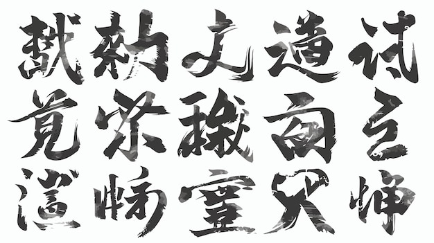 Vector japanese characters hieroglyphs for karate martial arts