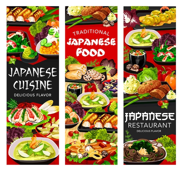 Japanese cuisine food menu illustration design