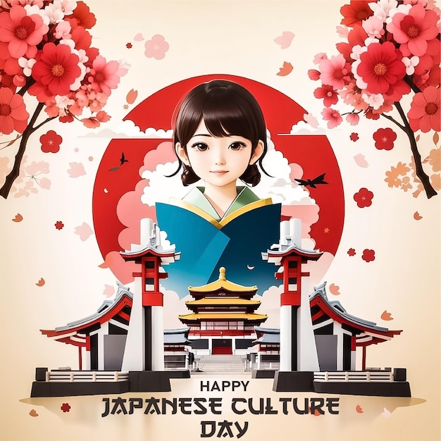 Japanese culture day background or greeting card design