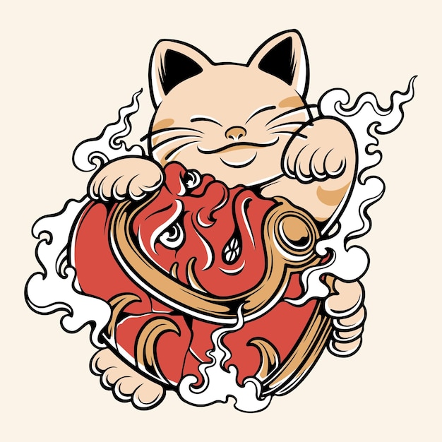 japanese cute neko vector art