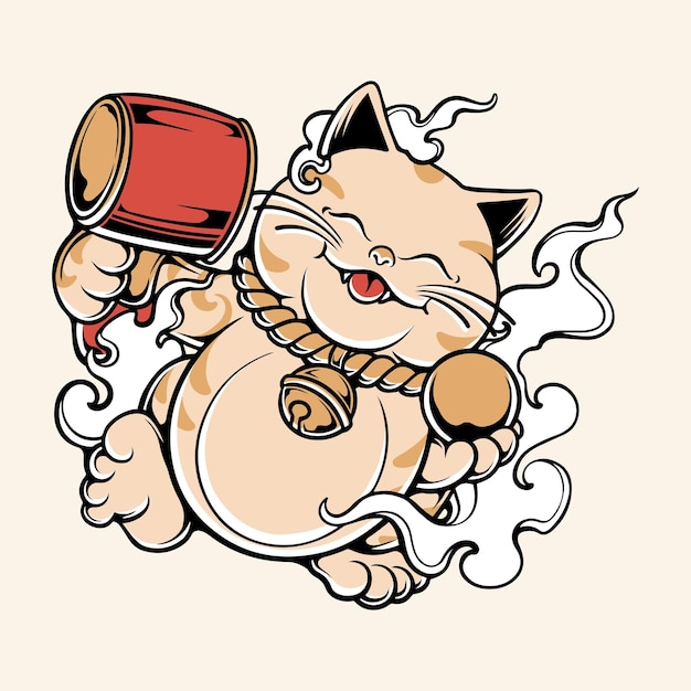 japanese cute neko vector art