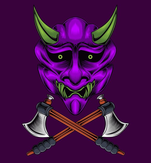 Japanese demon art vector illustration