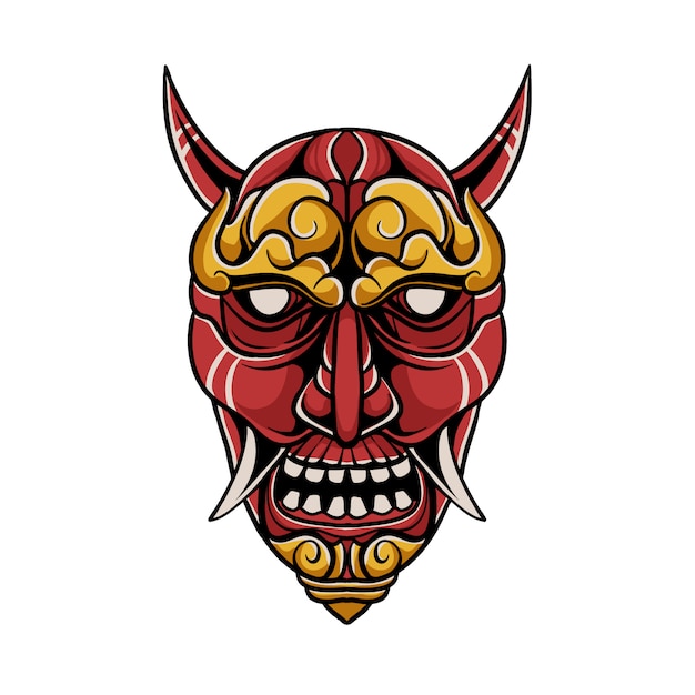 Japanese demon mask illustration