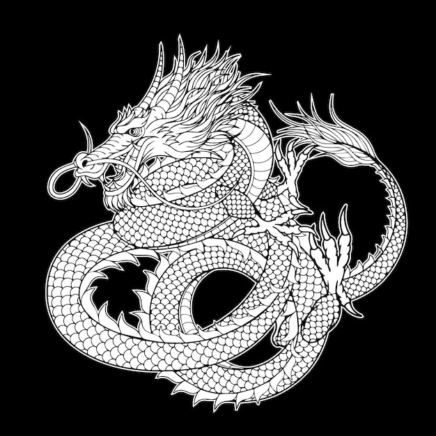 Japanese Dragon Tattoo Vector Art