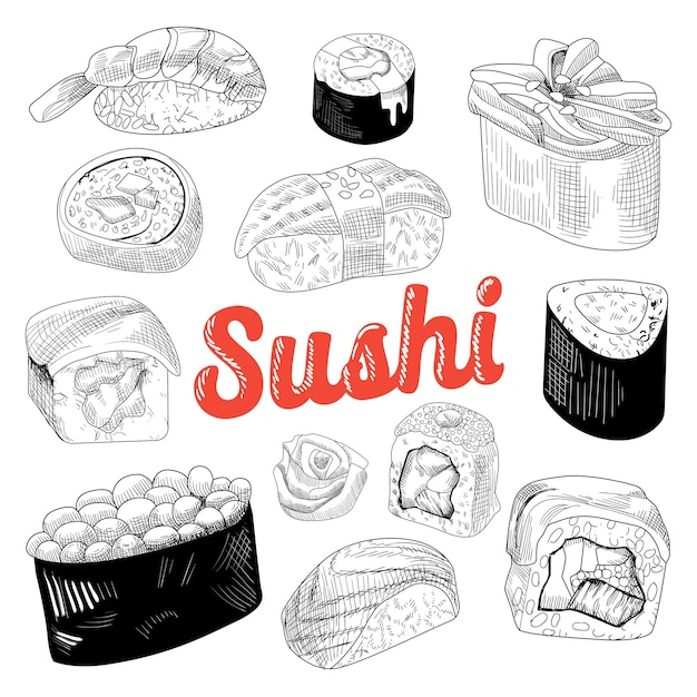 Japanese Food Hand Drawn Set