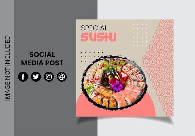 Vector japanese food media post template