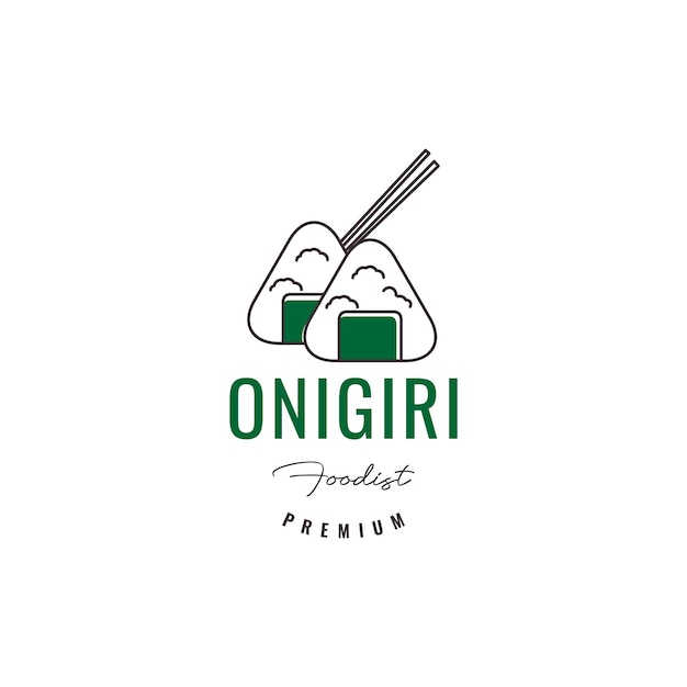 Japanese food onigiri delicious recipe rice nori logo design vector icon illustration template