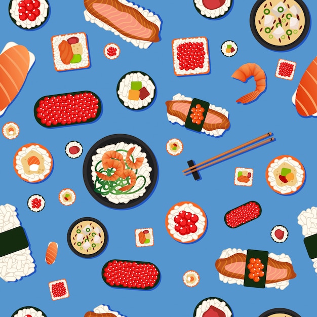 Japanese Food Seamless Pattern Sushi