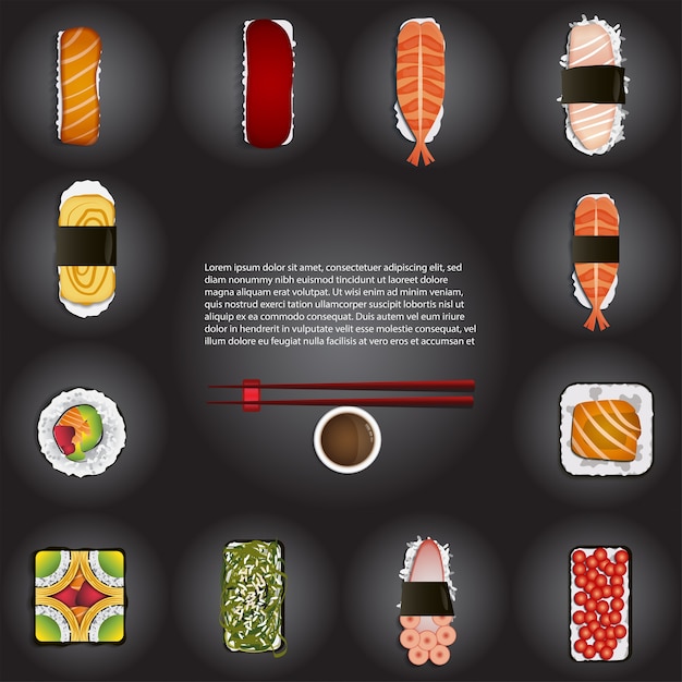 Vector japanese food set