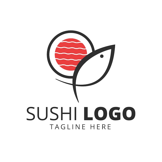 Japanese food sushi logo design vector