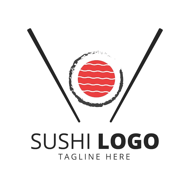 Japanese food sushi logo design vector