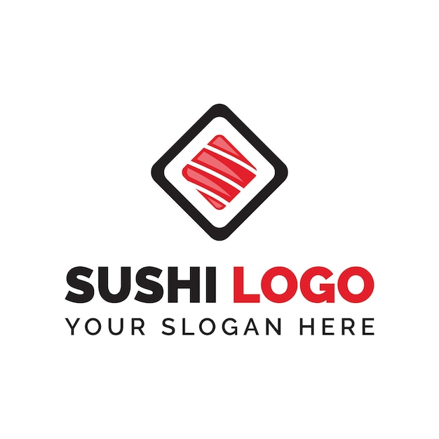 Japanese food sushi restaurant logo design vector template