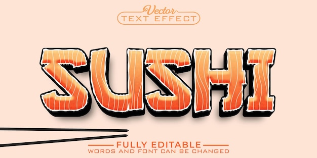 Japanese Food Sushi Vector Editable Text Effect Template