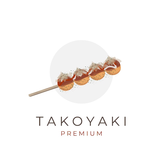 Japanese Food Takoyaki Stick Vector Illustration Logo