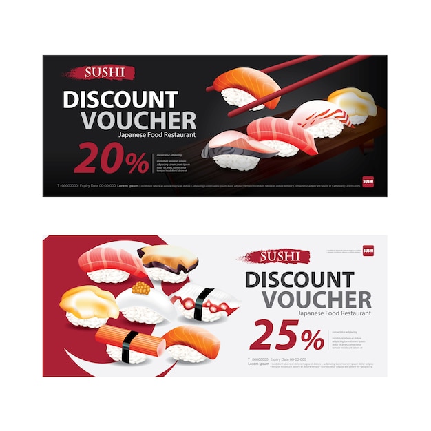 Vector japanese food voucher discount template illustration