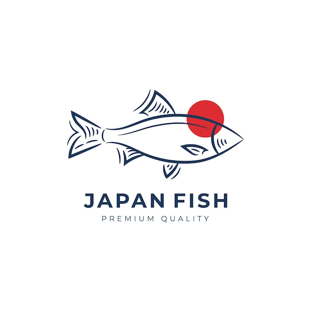 Japanese fresh sushi fish logo emblem label seafood vector icon illustration hand drawn cartoon