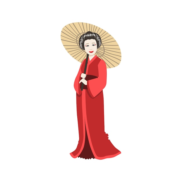 Japanese Geisha With Paper Umbrella