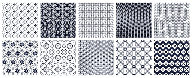 Japanese geometric patterns isolated on white