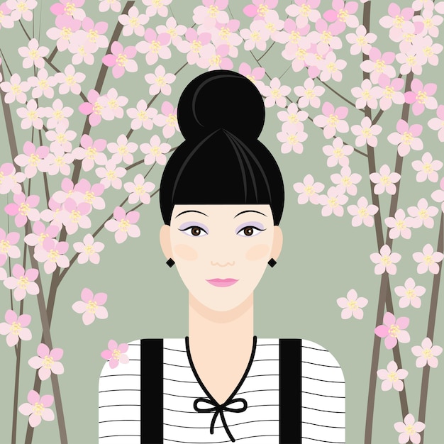 Japanese girl on the background of Sakura