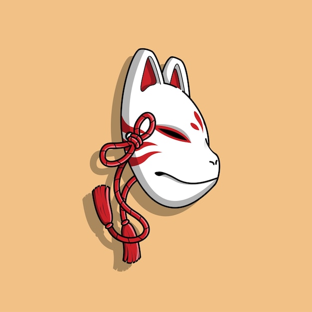 Japanese kitsune mask vector illustration