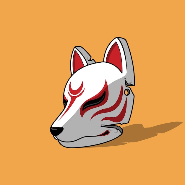 Japanese kitsune mask vector illustration