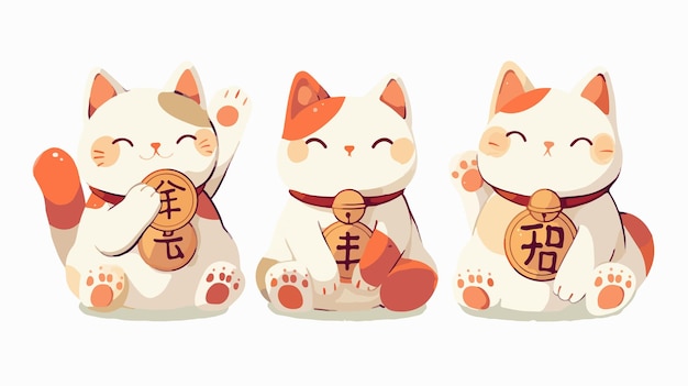 Japanese Lucky Cat Maneki Neko Vector Illustration