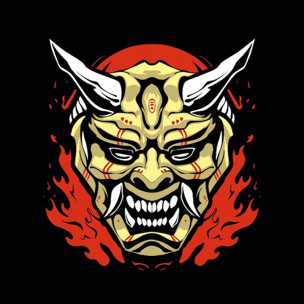 The japanese mask devil illustration