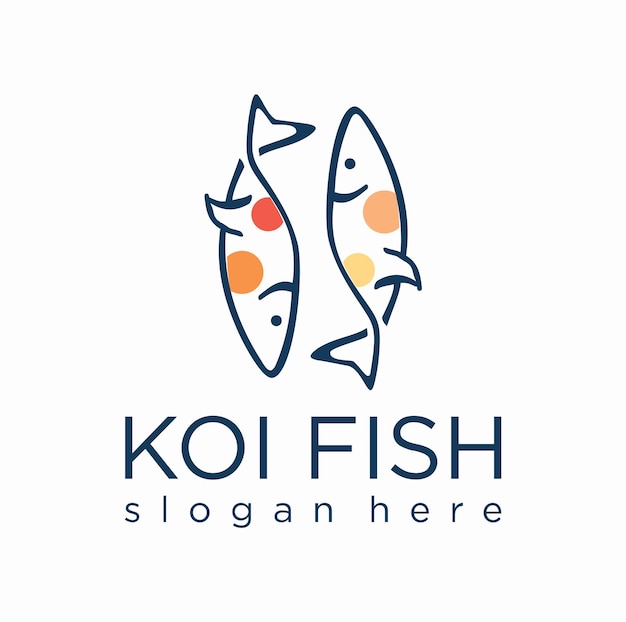 japanese Minimalist koi fish logo line art