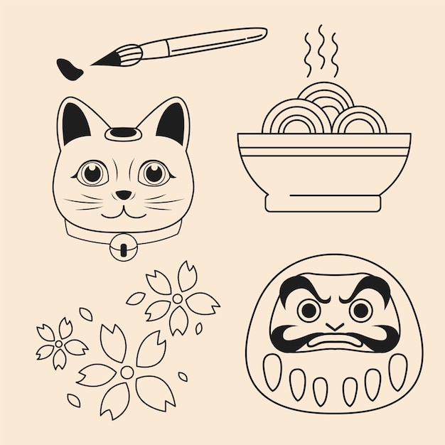 Japanese national symbols set