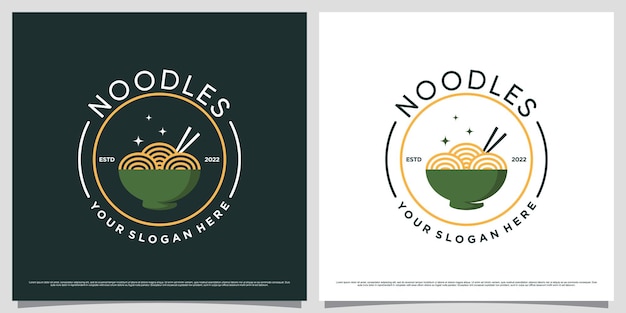 Japanese noodles logo design template with emblem style concept and creative element