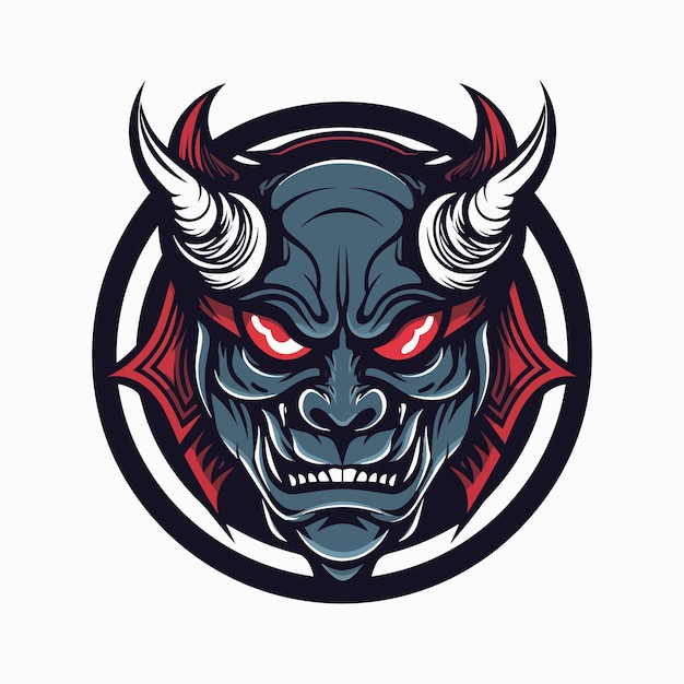 Japanese Oni Hannya mask illustration