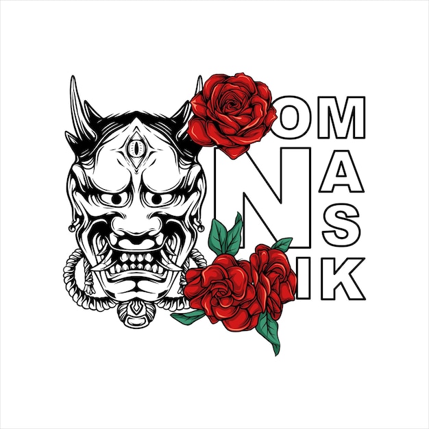 Japanese oni mask illustration