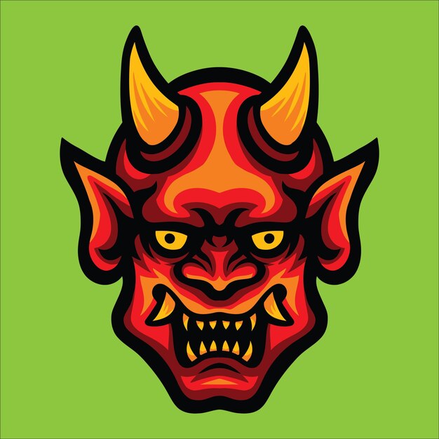 Japanese Oni Mask Logo Illustration