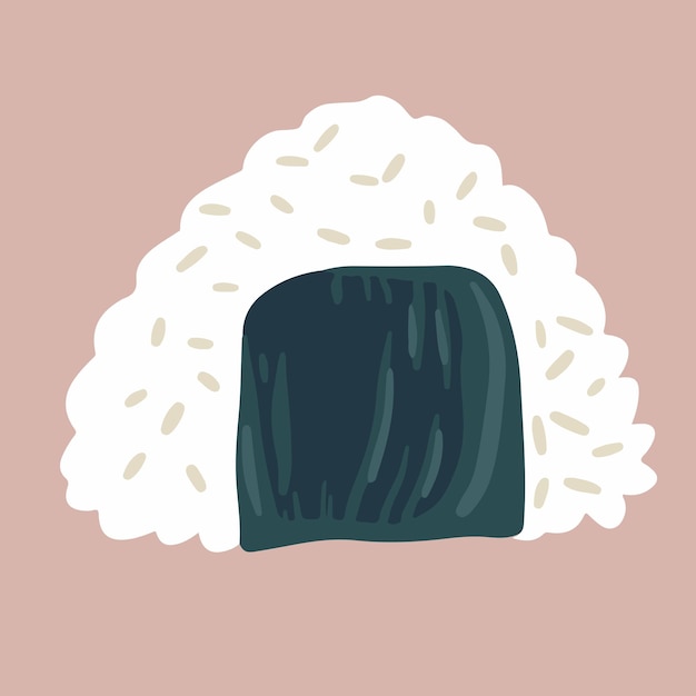 Japanese onigiri with hand drawn icon