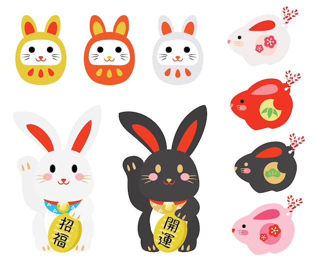 Japanese ornament set of the Year of the Rabbit.