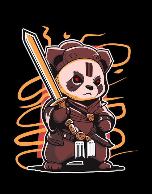 Japanese Panda Warrior Vector Illustration