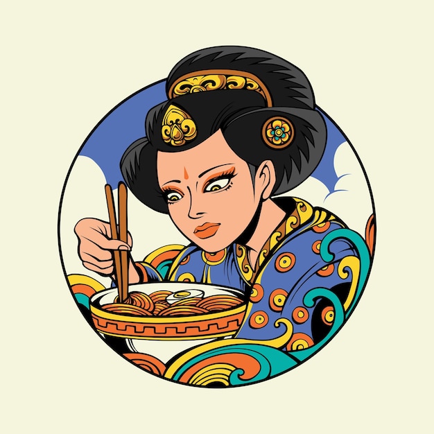 Japanese Ramen Girl vector art