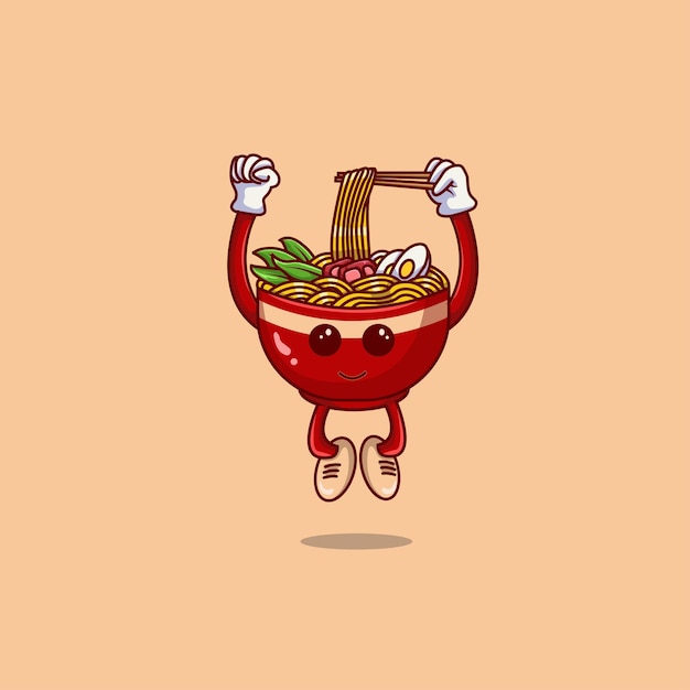 Japanese Ramen Noodles cute cartoon illustration