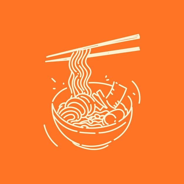 Vector japanese ramen soup food in bowl