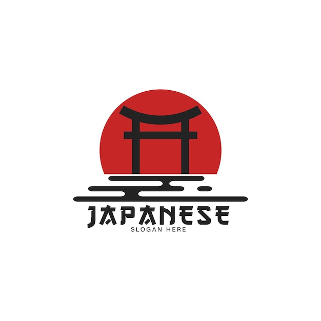 japanese resrtaurant logo with torii gate symbol minimalist