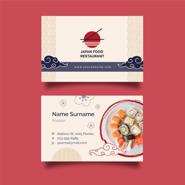 Japanese restaurant horizontal business card