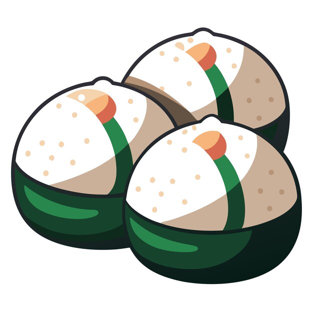 Vector japanese rice balls clipart vector art and illustration