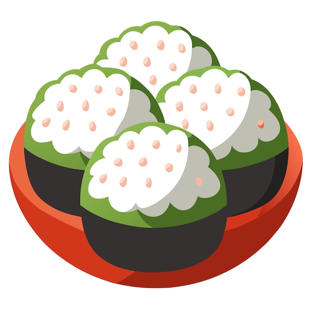 Vector japanese rice balls clipart vector art and illustration