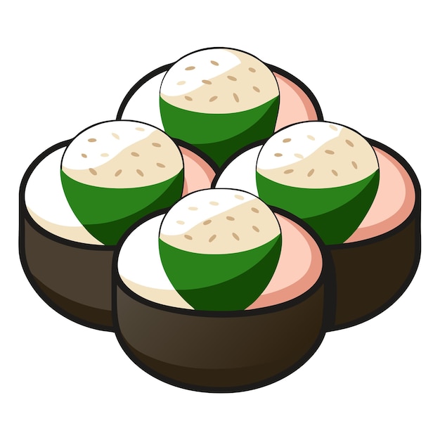 Vector japanese rice balls clipart vector art and illustration