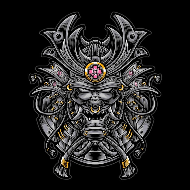 Japanese samurai tshirt design illustration