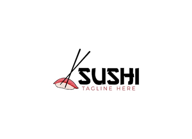 Japanese seafood and sushi logo design template.