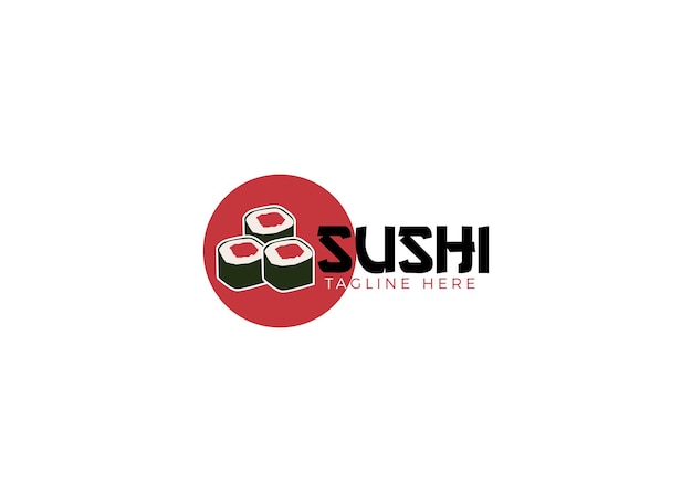 Japanese seafood and sushi logo design template.