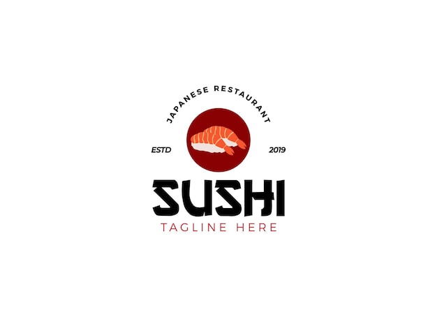 Japanese seafood and sushi logo design template.