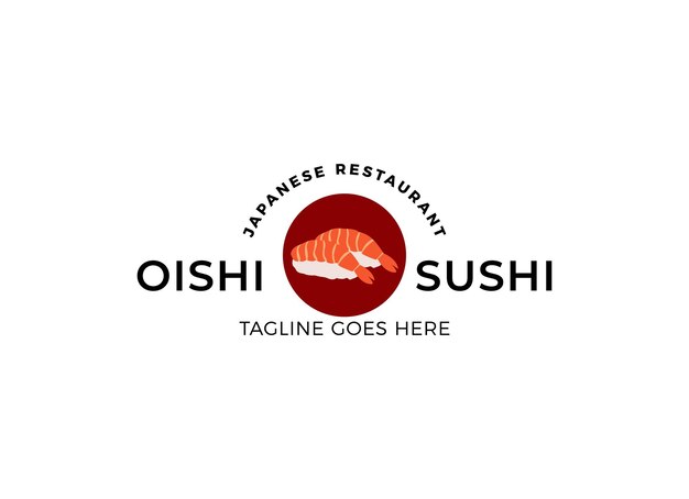 Japanese seafood and sushi logo design template.