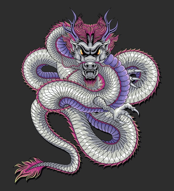 Japanese style dragon illustration